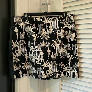 Lilly Pulitzer Black & Cream Palm Beach Printed Skirt